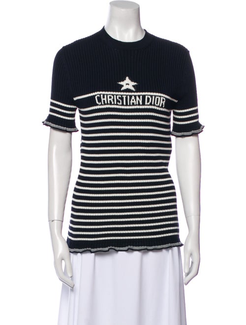 Christian Dior Striped Crew Neck Sweater