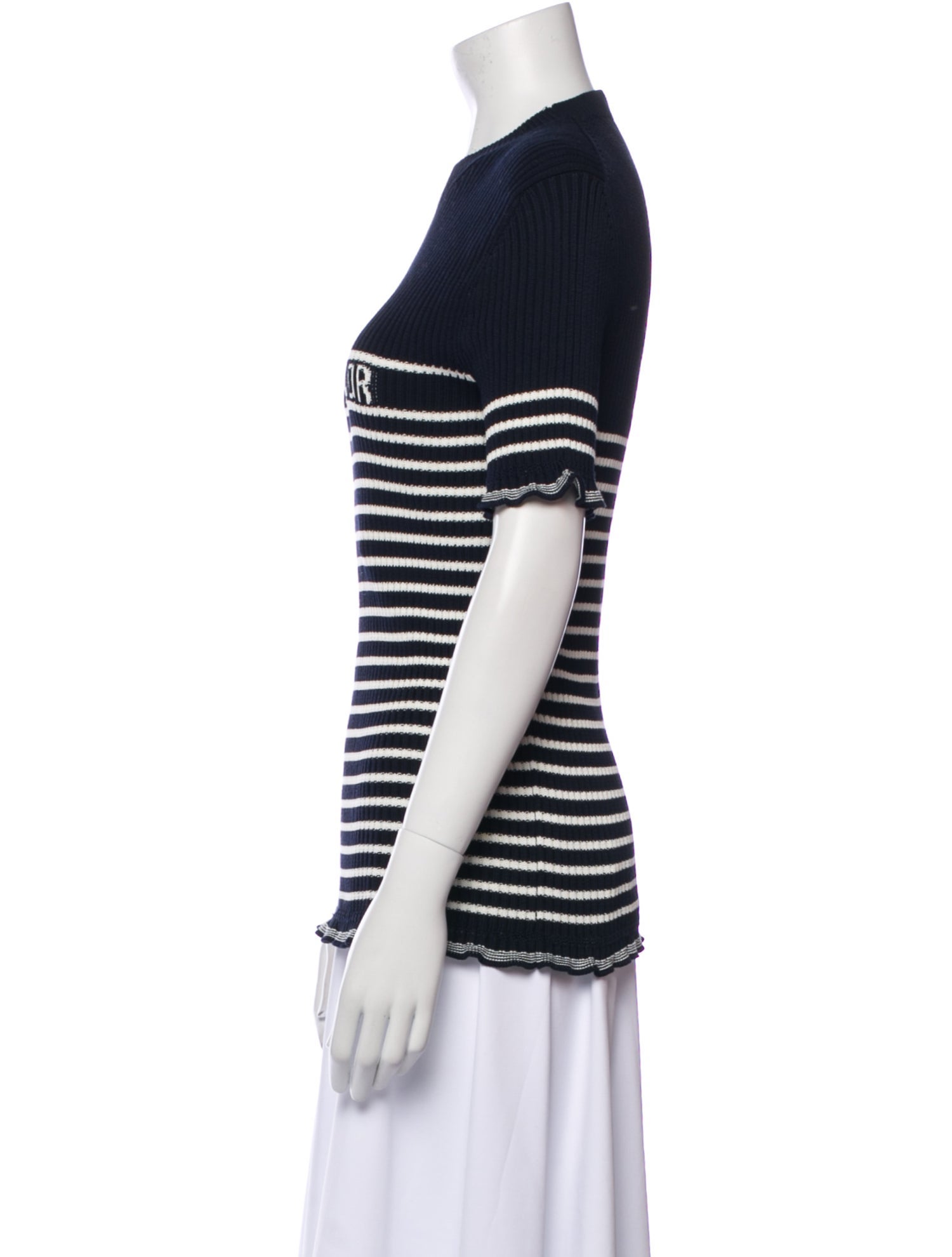 Christian Dior Striped Crew Neck Sweater