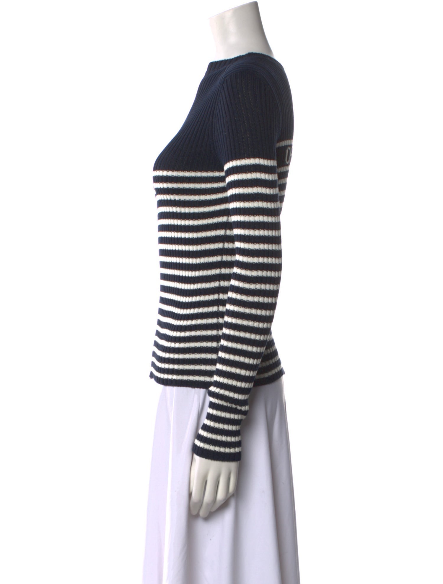 Christian Dior Striped Bateau Neckline Sweater