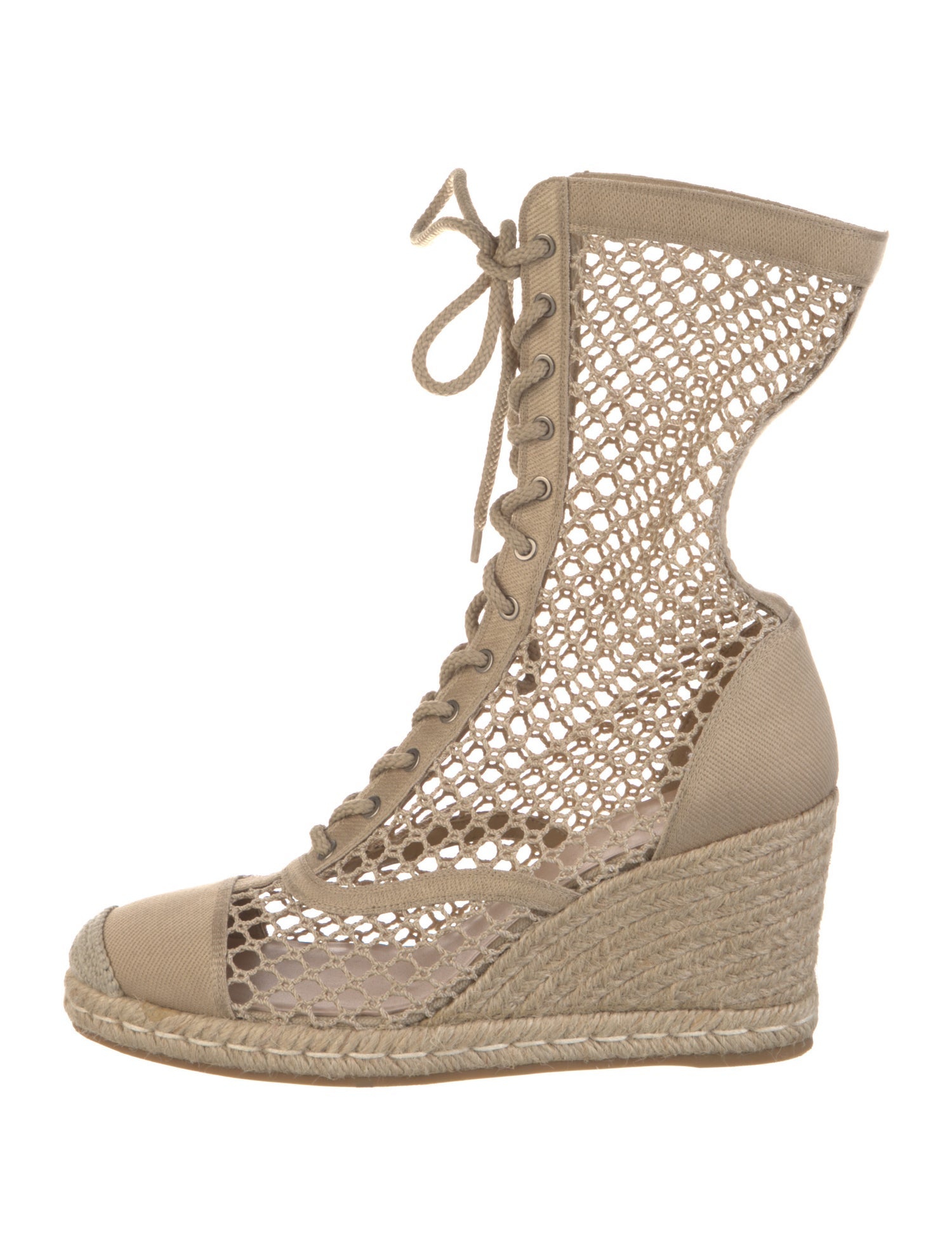 Christian Dior Mesh Mesh Accents Lace-Up Boots