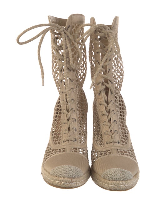 Christian Dior Mesh Mesh Accents Lace-Up Boots