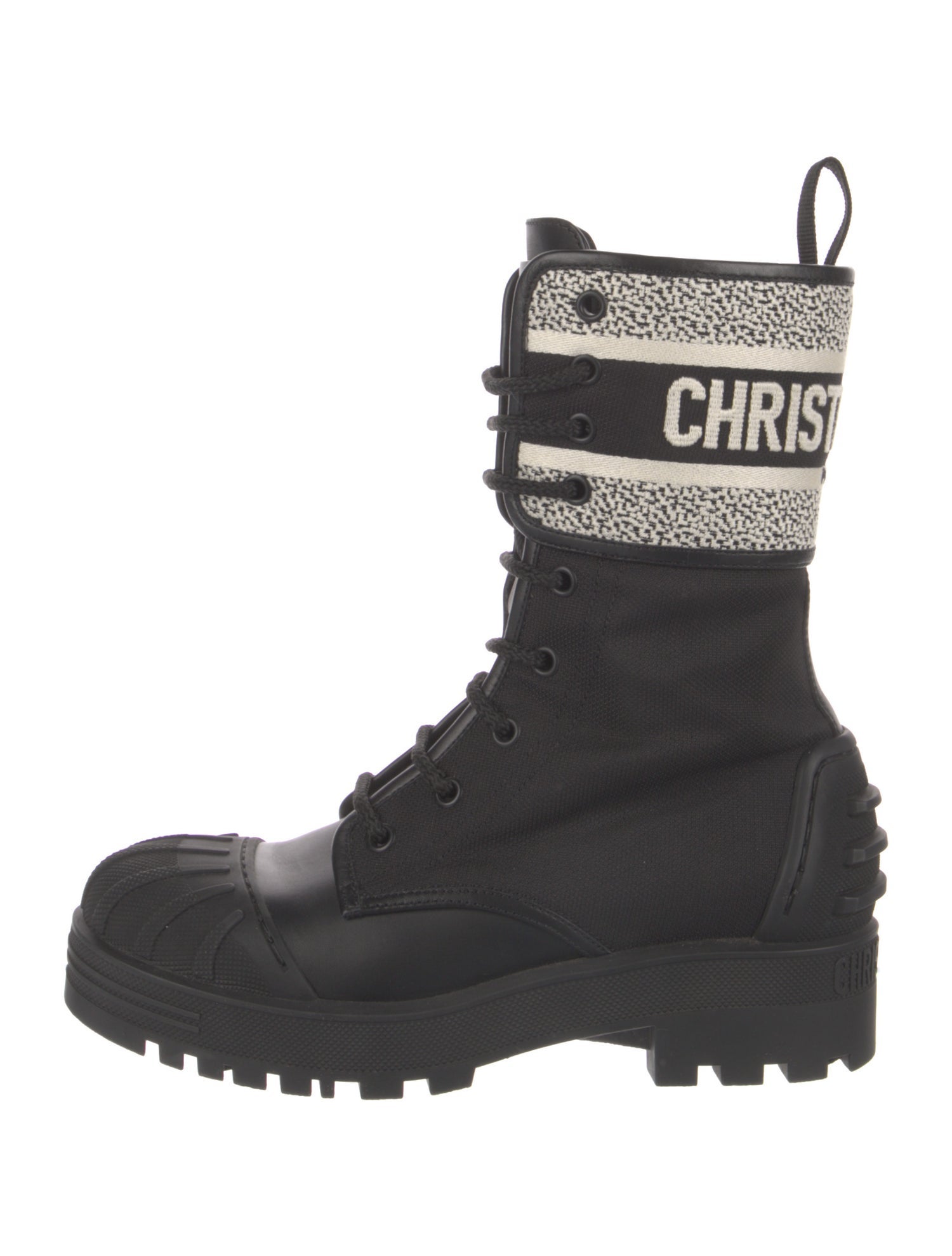Christian Dior Canvas Striped Combat Boots