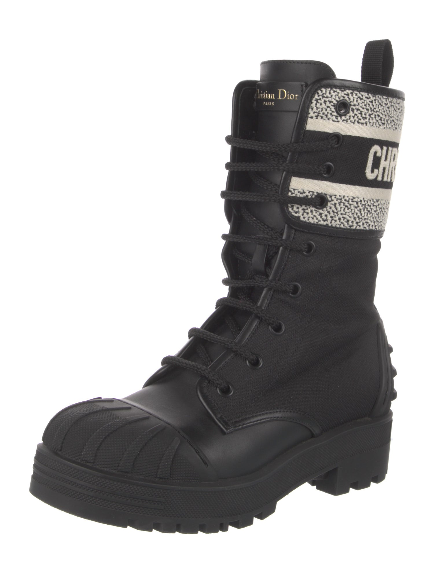 Christian Dior Canvas Striped Combat Boots