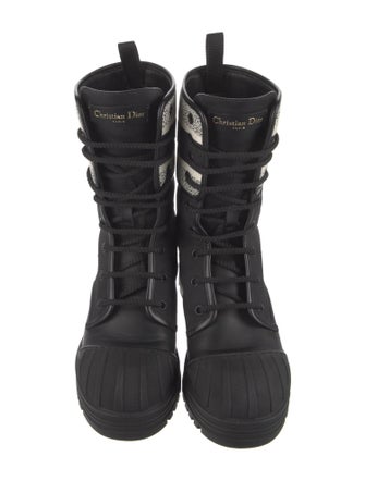 Christian Dior Canvas Striped Combat Boots