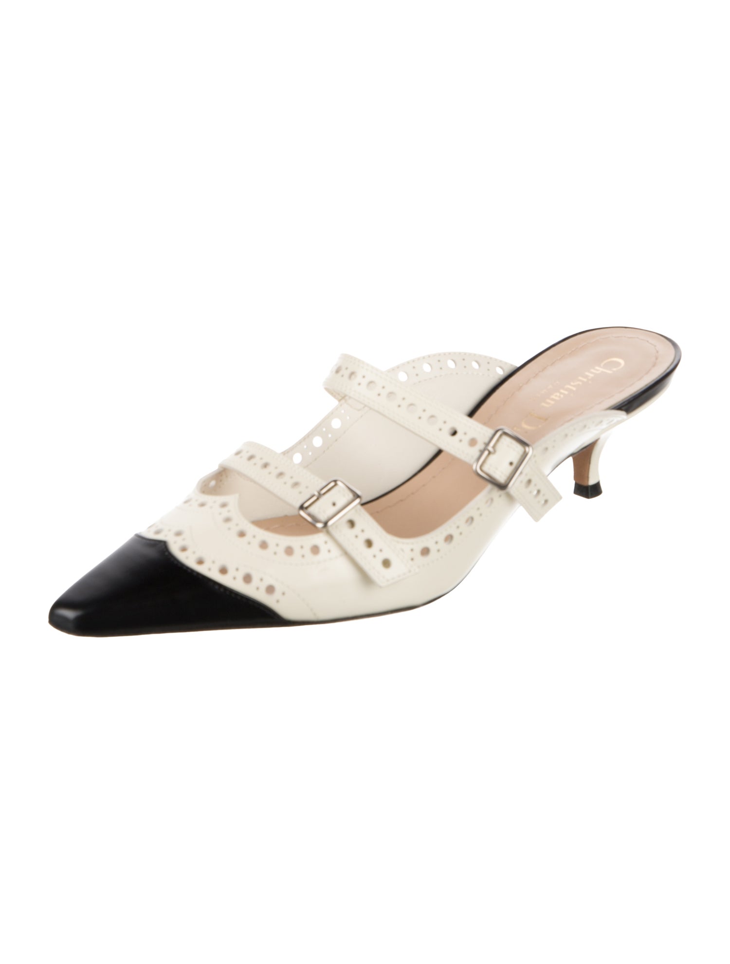 Christian Dior Leather Colorblock Pattern Mules