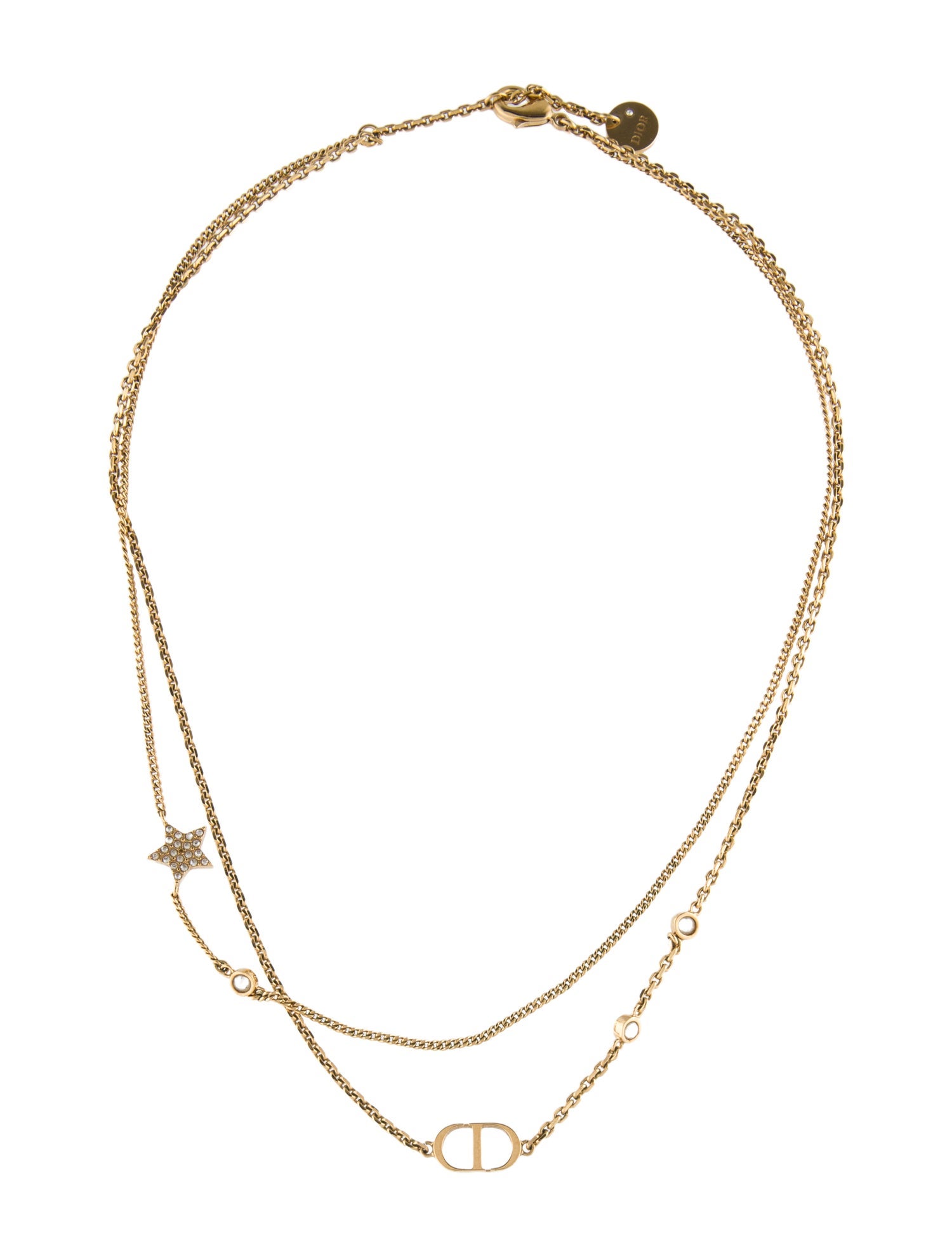 Christian Dior Crystal Petit CD Double Necklace