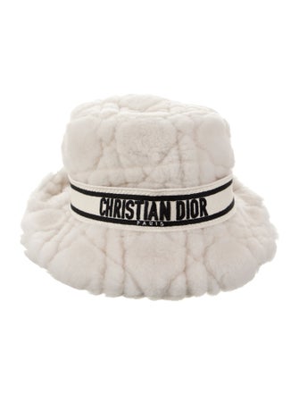 Christian Dior Neutral Pattern Printed Shearling Bucket Hat