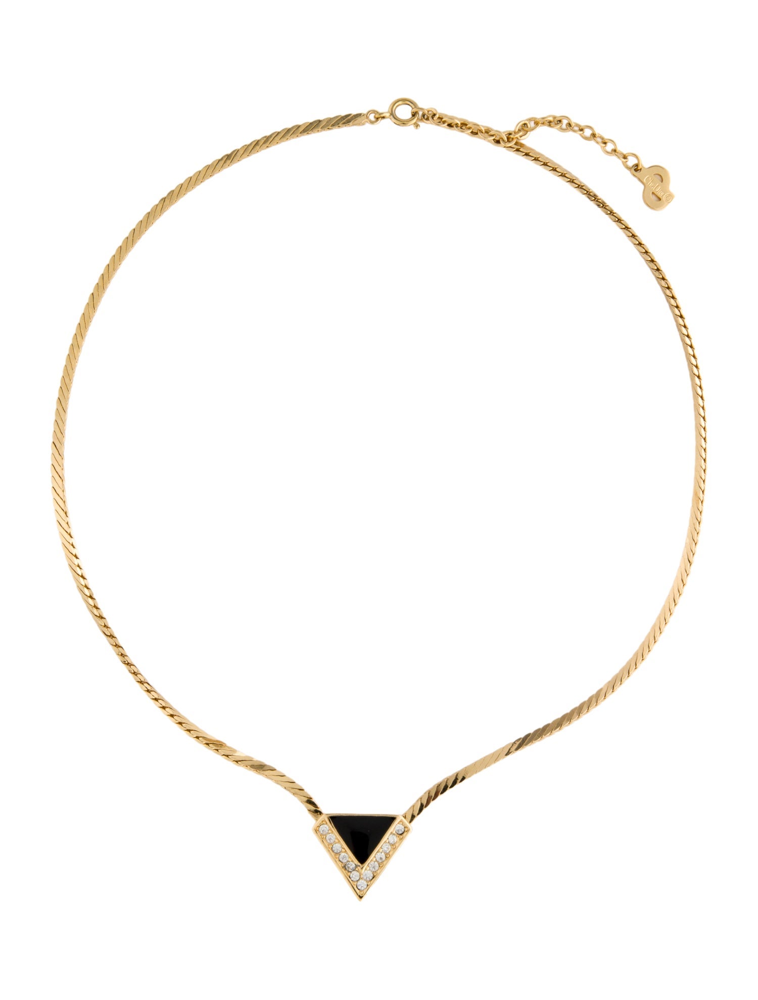 Christian Dior Vintage Crystal & Enamel Pendant Necklace