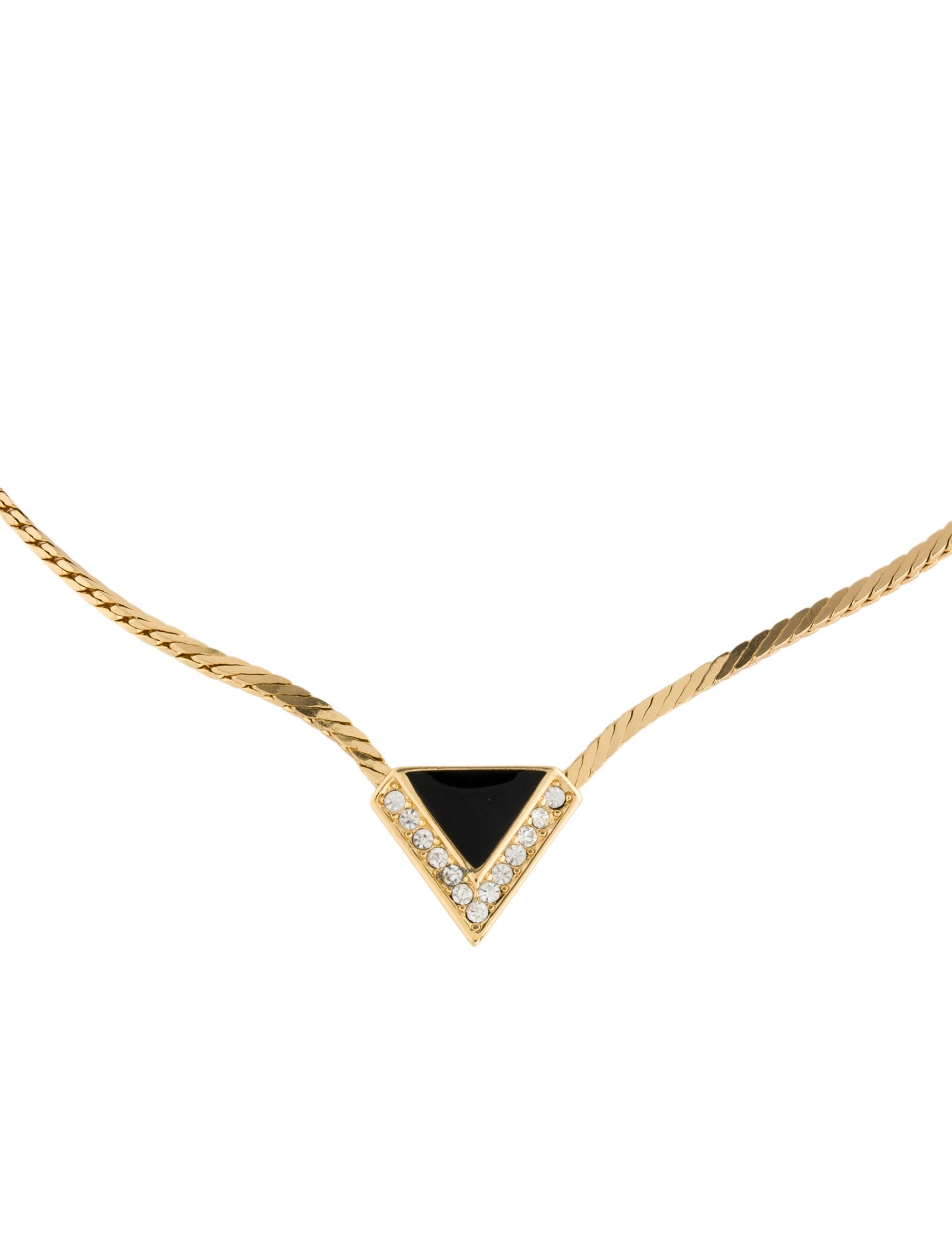 Christian Dior Vintage Crystal & Enamel Pendant Necklace