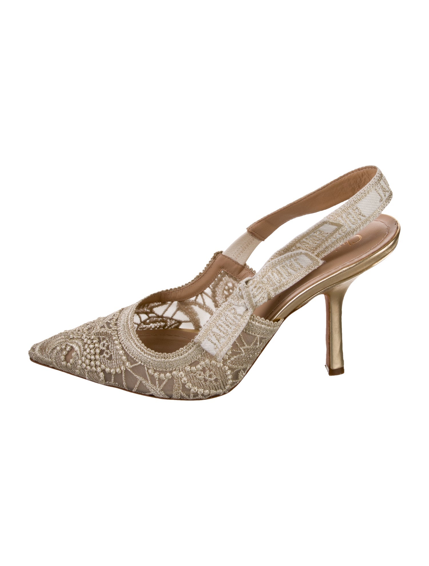 Christian Dior Lace Lace Pattern Slingback Pumps