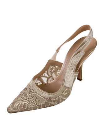 Christian Dior Lace Lace Pattern Slingback Pumps