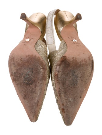 Christian Dior Lace Lace Pattern Slingback Pumps