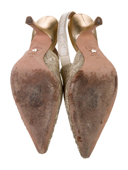 Christian Dior Lace Lace Pattern Slingback Pumps