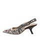 Christian Dior Floral Print Bow Accents Slingback Pumps