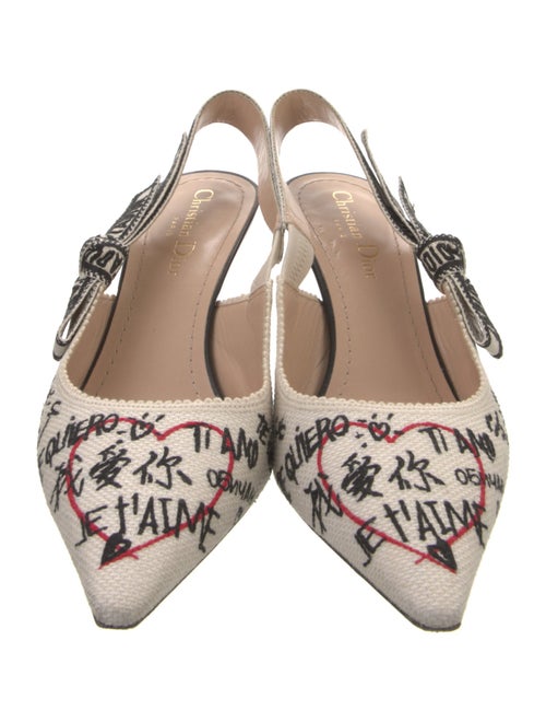Christian Dior Floral Print Bow Accents Slingback Pumps