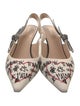 Christian Dior Floral Print Bow Accents Slingback Pumps