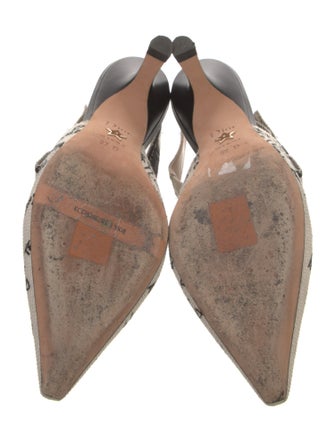 Christian Dior Floral Print Bow Accents Slingback Pumps