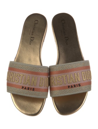Christian Dior Diorissimo Pattern Embroidered Accent Slides