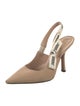 Christian Dior Graphic Print Bow Accents Slingback Pumps