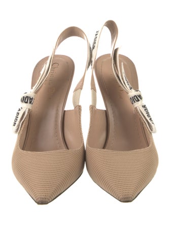 Christian Dior Graphic Print Bow Accents Slingback Pumps
