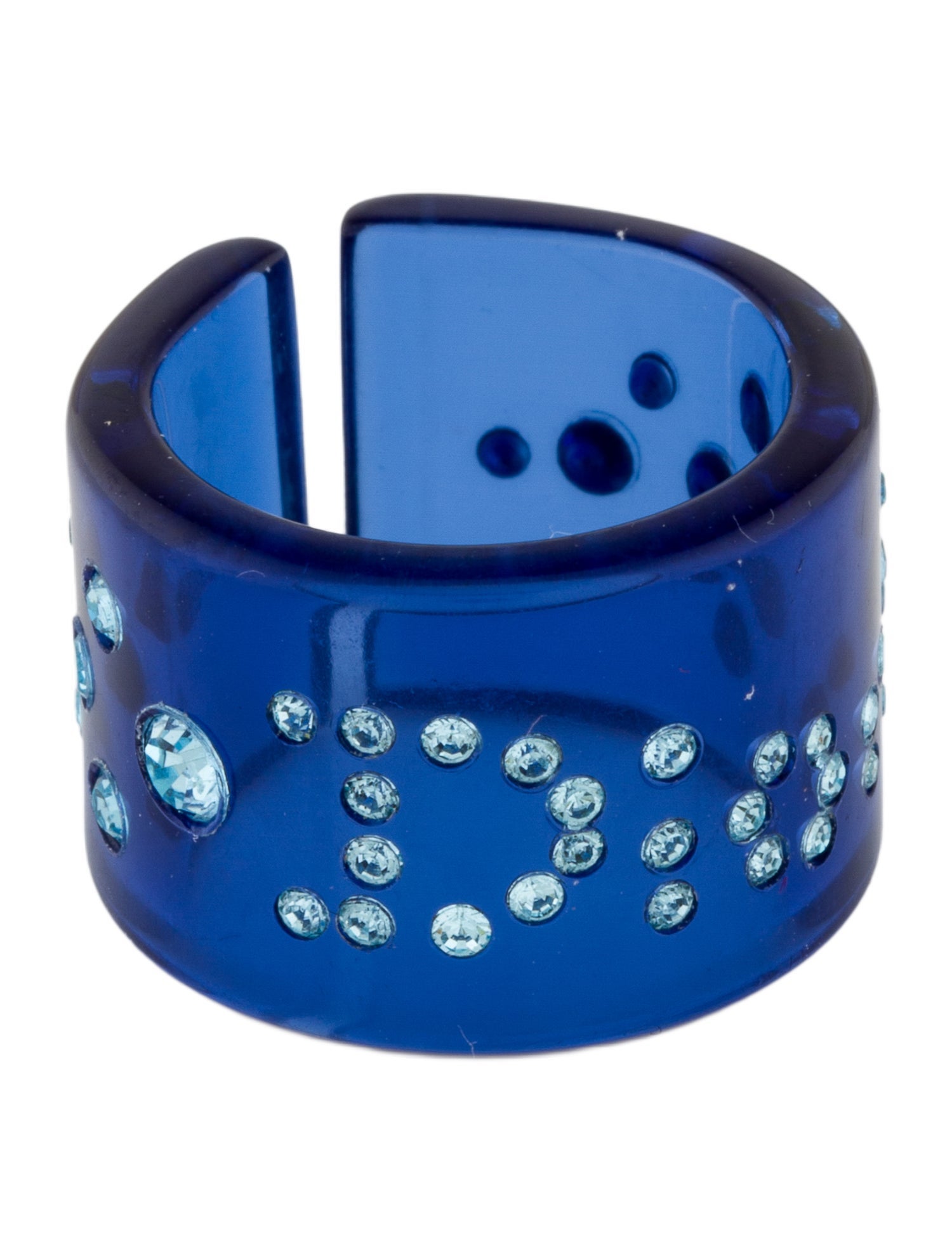 Christian Dior Lucite & Crystal Band Ring