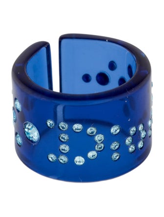 Christian Dior Lucite & Crystal Band Ring