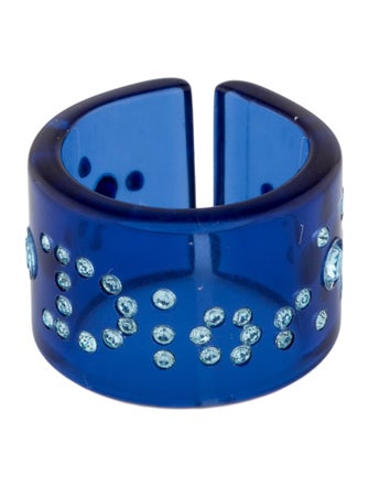 Christian Dior Lucite & Crystal Band Ring