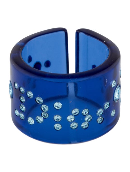 Christian Dior Lucite & Crystal Band Ring