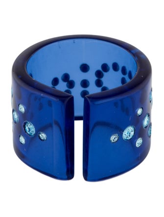 Christian Dior Lucite & Crystal Band Ring