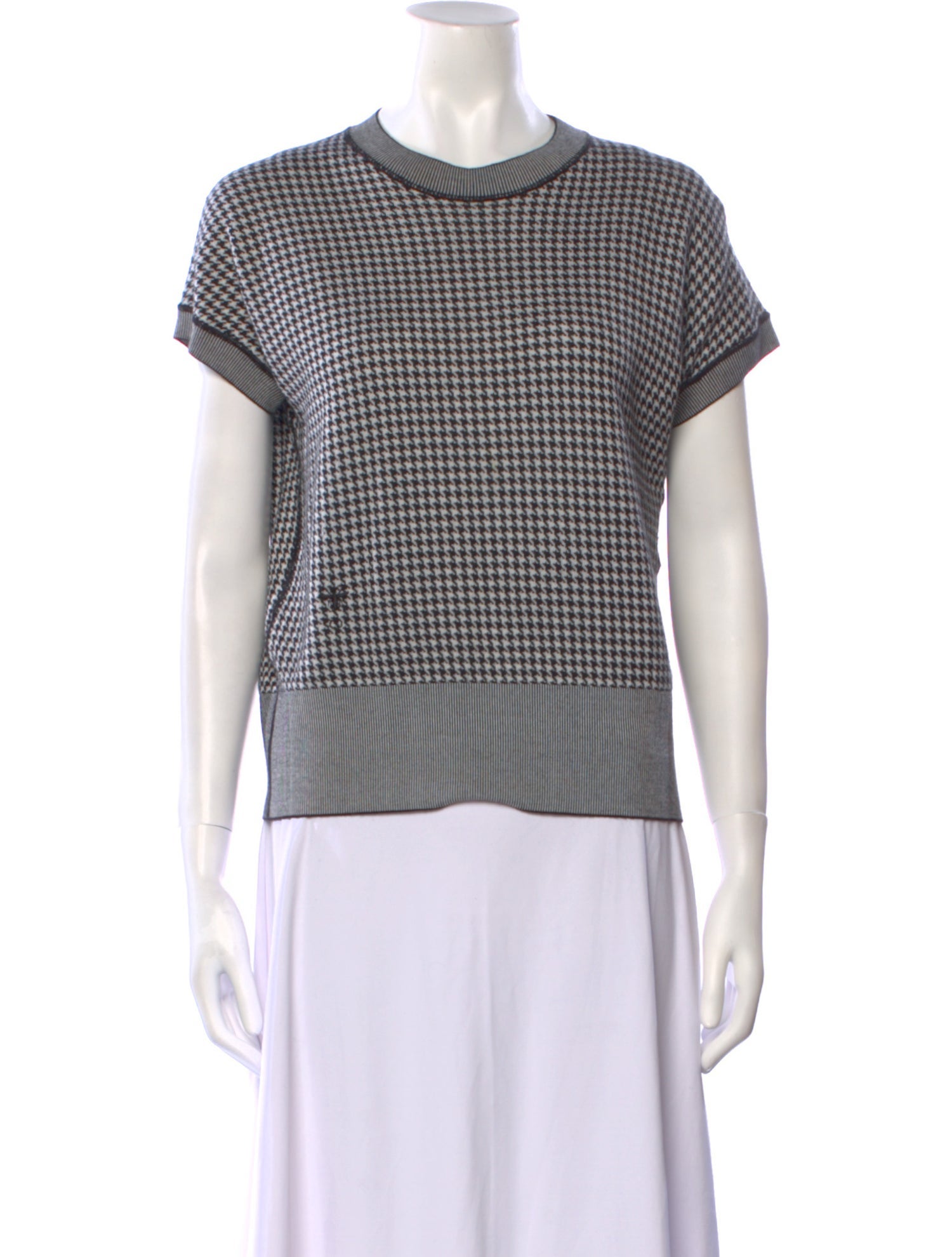 Christian Dior Houndstooth Print Crew Neck Sweater