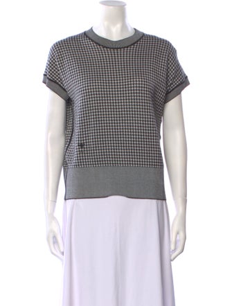 Christian Dior Houndstooth Print Crew Neck Sweater