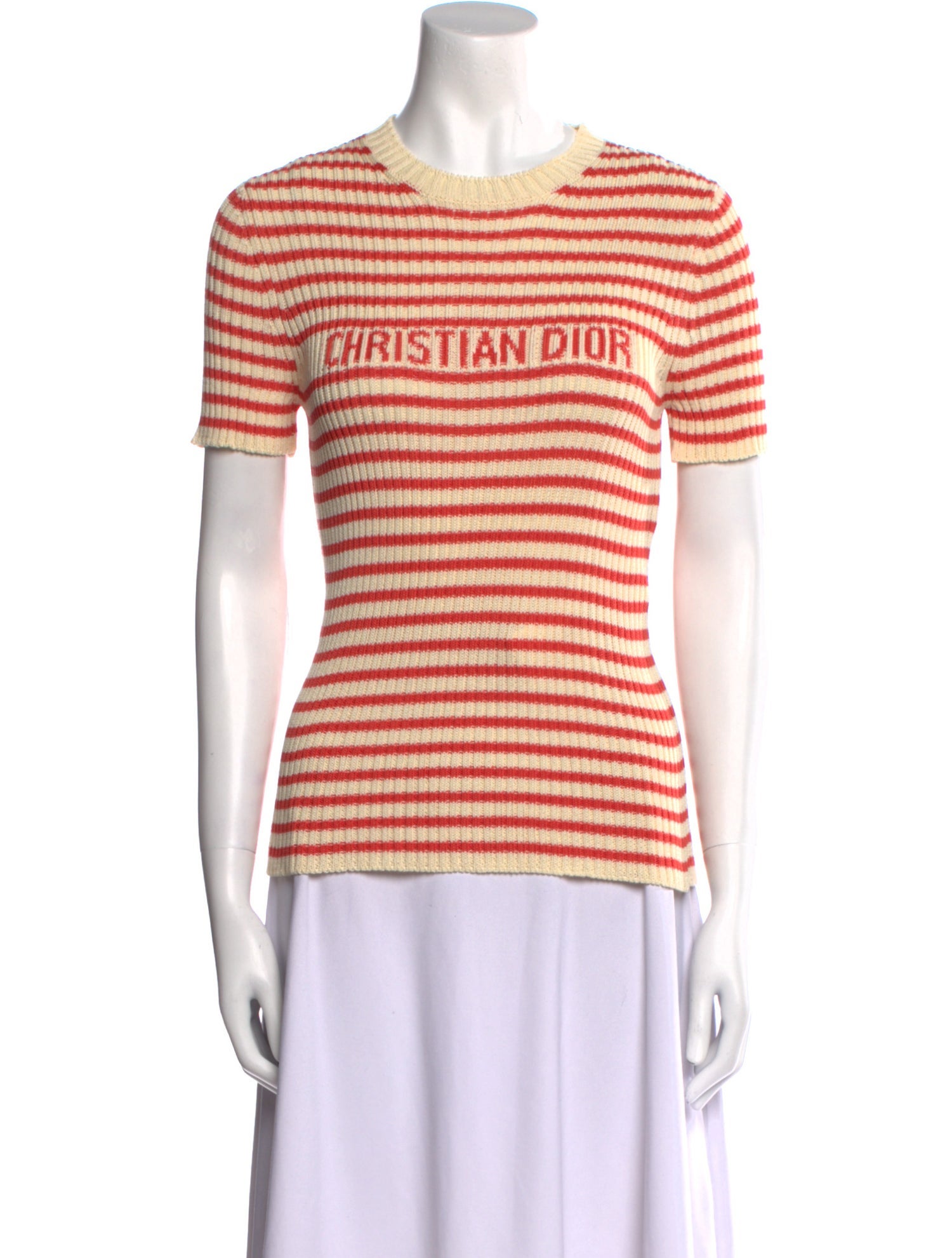 Christian Dior Striped Crew Neck T-Shirt