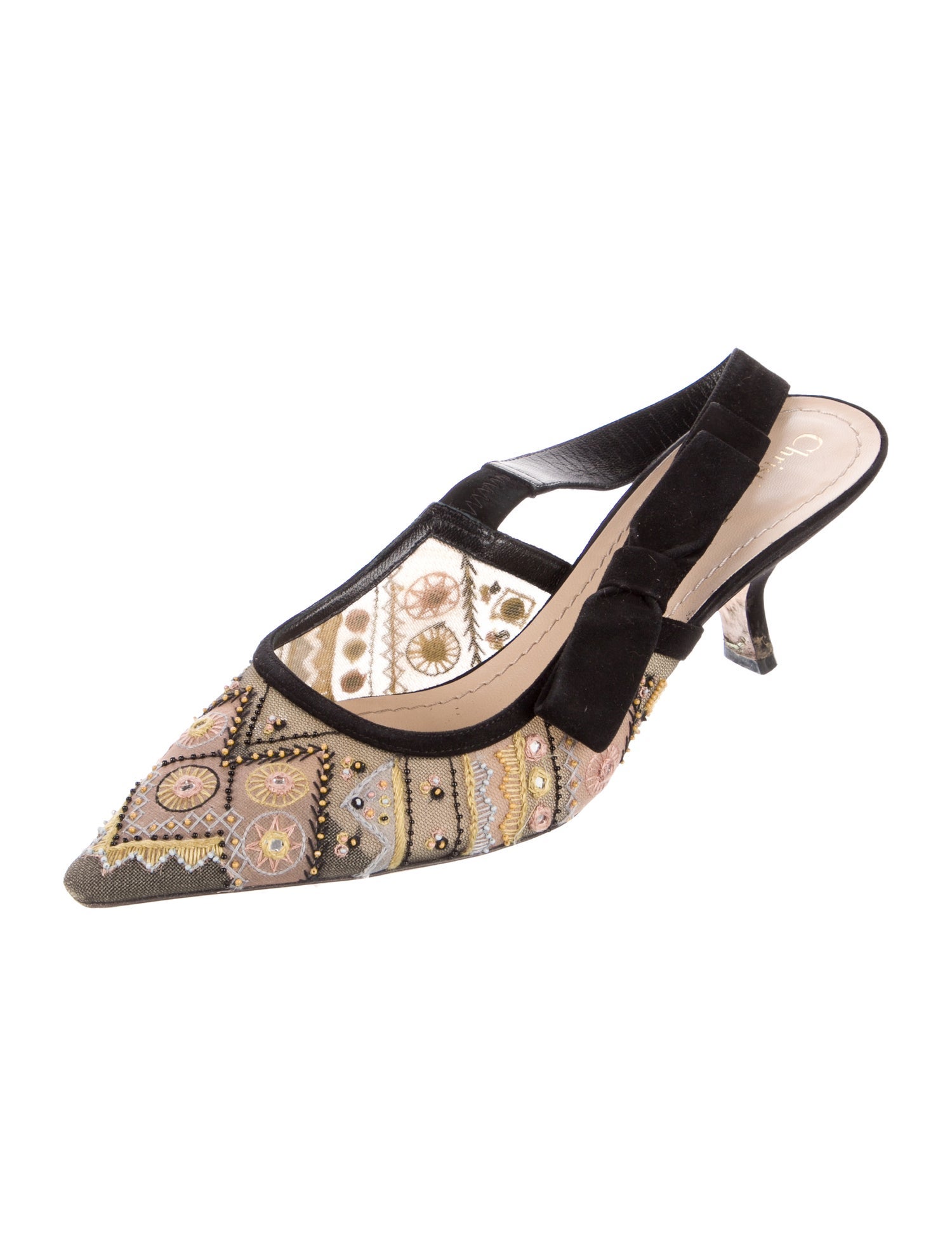 Christian Dior Leather Printed Slingback Pumps