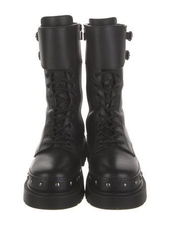 Christian Dior Leather Studded Accents Combat Boots