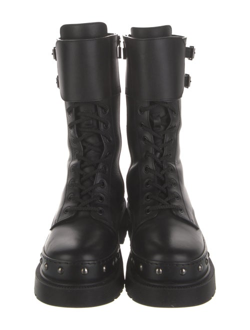 Christian Dior Leather Studded Accents Combat Boots