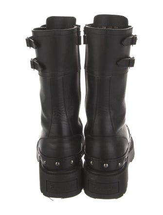 Christian Dior Leather Studded Accents Combat Boots