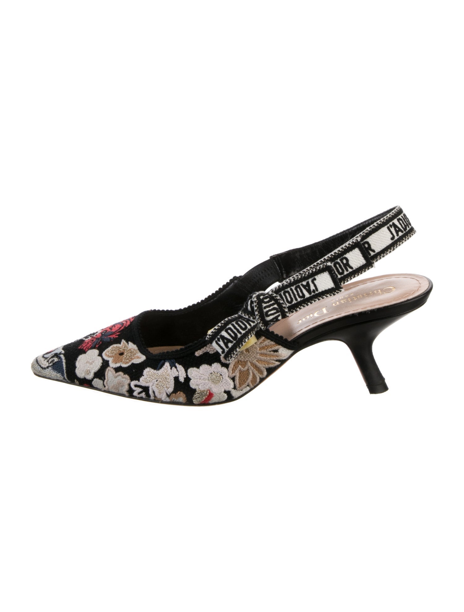 Christian Dior Floral Print Bow Accents Slingback Pumps