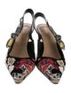 Christian Dior Floral Print Bow Accents Slingback Pumps