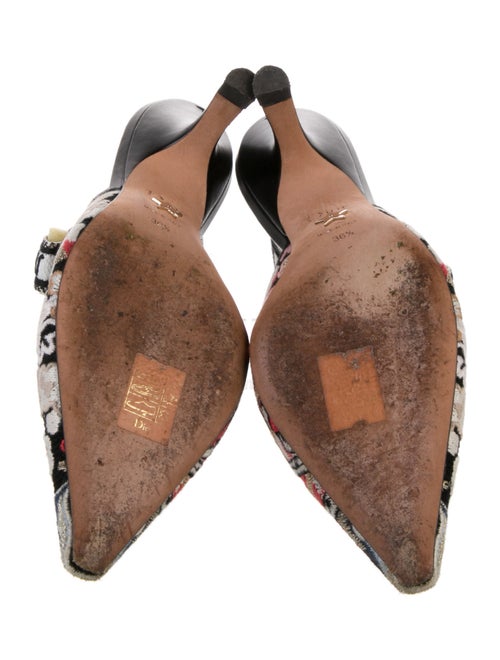 Christian Dior Floral Print Bow Accents Slingback Pumps