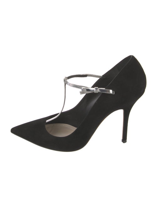 Christian Dior Suede Bow Accents T-Strap Pumps