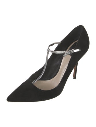 Christian Dior Suede Bow Accents T-Strap Pumps