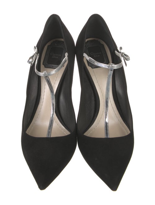 Christian Dior Suede Bow Accents T-Strap Pumps