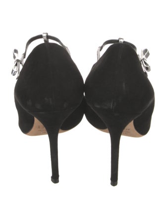 Christian Dior Suede Bow Accents T-Strap Pumps