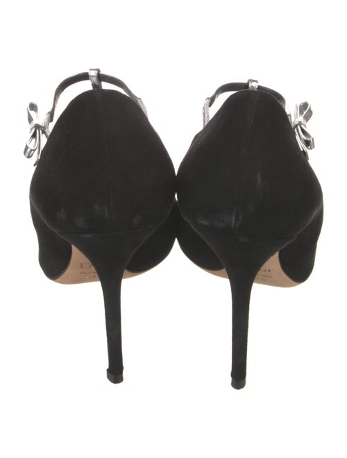 Christian Dior Suede Bow Accents T-Strap Pumps