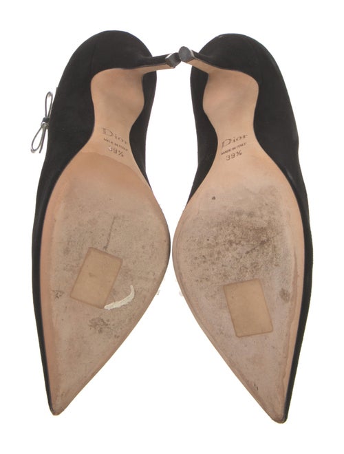 Christian Dior Suede Bow Accents T-Strap Pumps