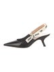 Christian Dior Leather Bow Accents Slingback Pumps