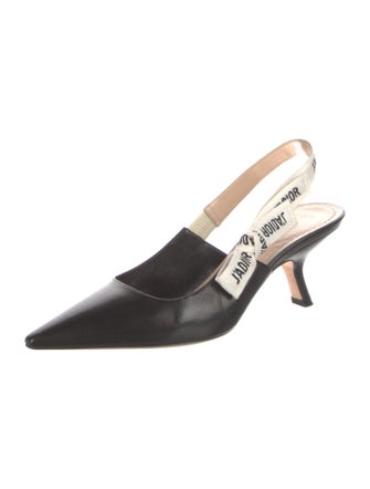 Christian Dior Leather Bow Accents Slingback Pumps