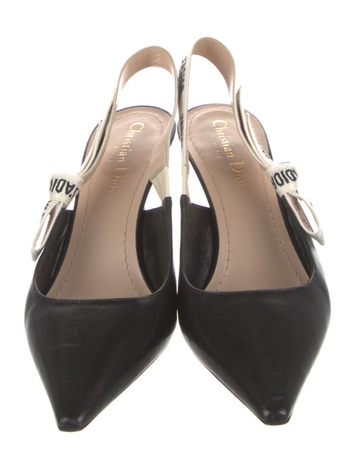 Christian Dior Leather Bow Accents Slingback Pumps