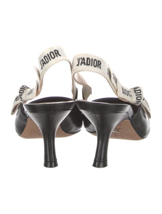 Christian Dior Leather Bow Accents Slingback Pumps