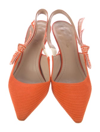 Christian Dior Printed Bow Accents Slingback Pumps